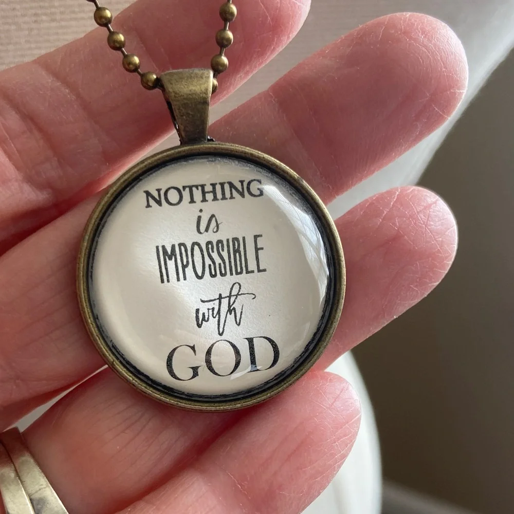 NWT Faith‎ Based Pendant Necklace - Nothing is Impossible With God